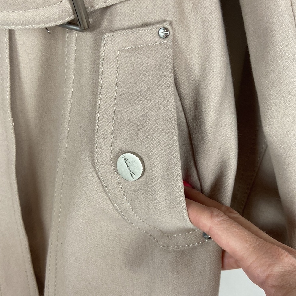 Kenneth Cole New York Wool Belted Zip Up & Down Snap Zip Full Length Trench Coat - Picture 5 of 16
